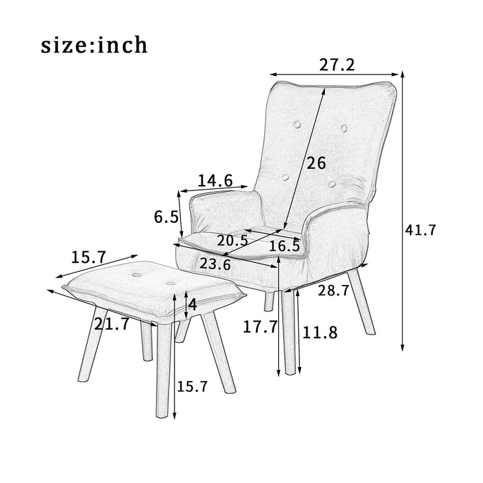 Accent chair TV Chair Living room Chair with ottoman，Modern Vanity Chair with Arms Upholstered Tall Back Desk Chair for  Bedroom