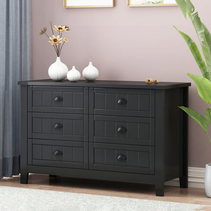 DRAWER DRESSER CABINET，BAR CABINET, storge cabinet, lockers, retro shell-shaped handle, can be placed in the living room, bedroom, dining room,black