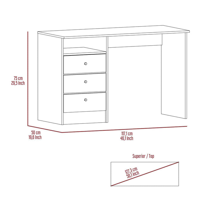 Providence 3-Drawer 1-Shelf Computer Desk Smokey Oak