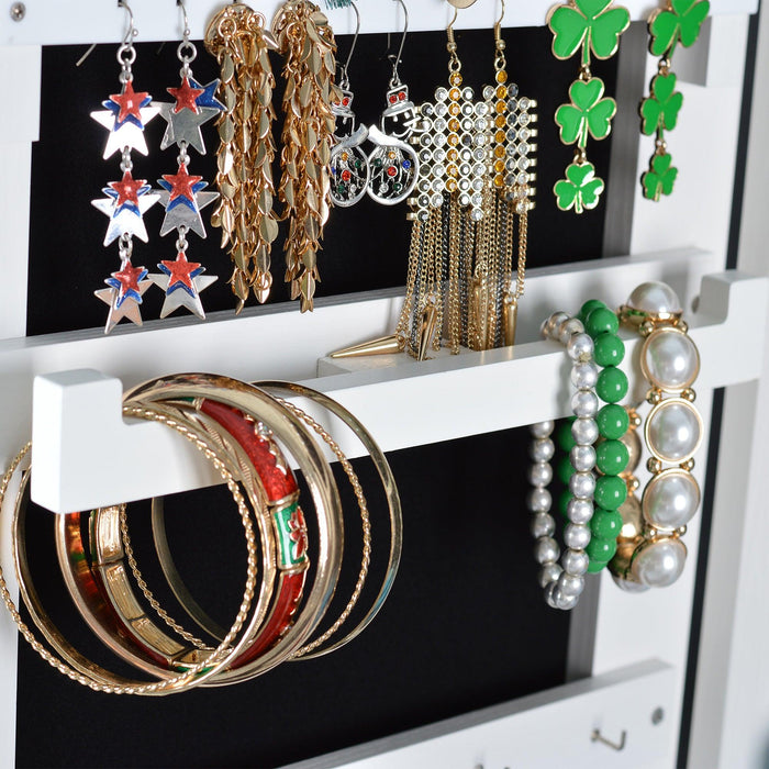 Full Mirror Fashion Simple JewelryStorage Cabinet  With Led Light  Can Be Hung On The Door Or Wall