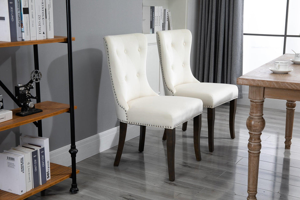 Dining Chair Tufted Armless Chair Upholstered Accent Chair,Set of 2 (Cream)