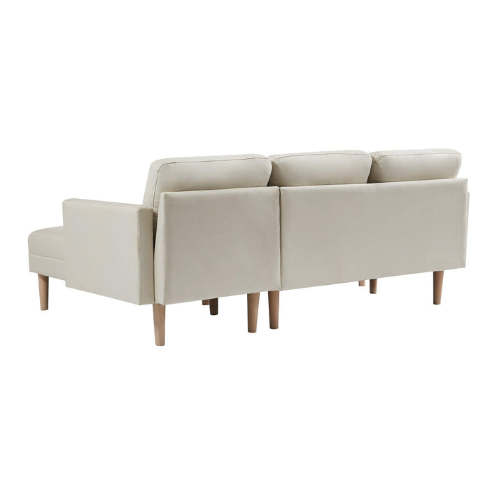 Beige Sectional Sofa Bed , L-shape Sofa Chaise Lounge with Ottoman Bench