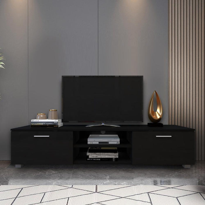 Black TV Stand for 70 Inch TV Stands, Media Console Entertainment Center Television Table, 2Storage Cabinet with Open Shelves for Living Room Bedroom