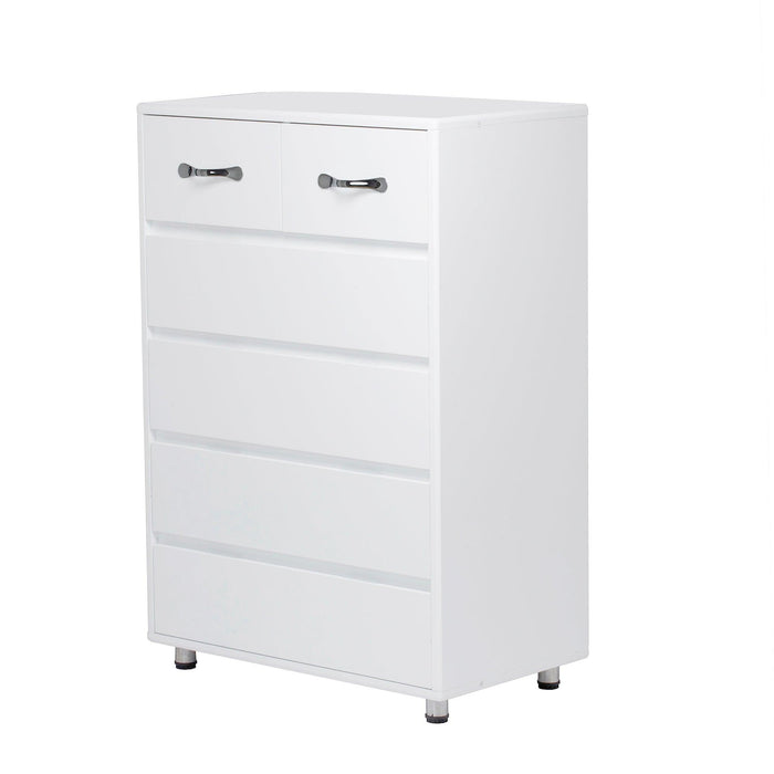 Six drawer side table-white