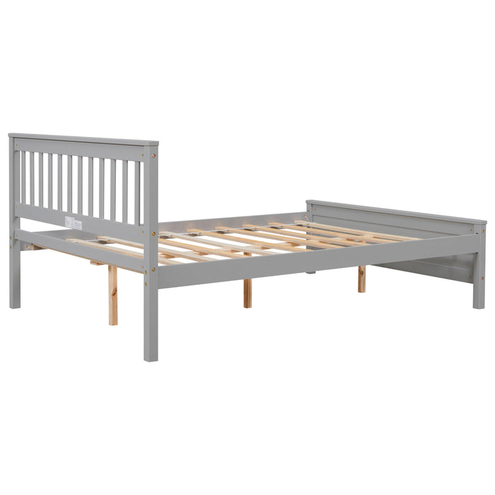 Full Bed with Headboard and Footboard for Kids, Teens, Adults,with a Nightstand,Grey