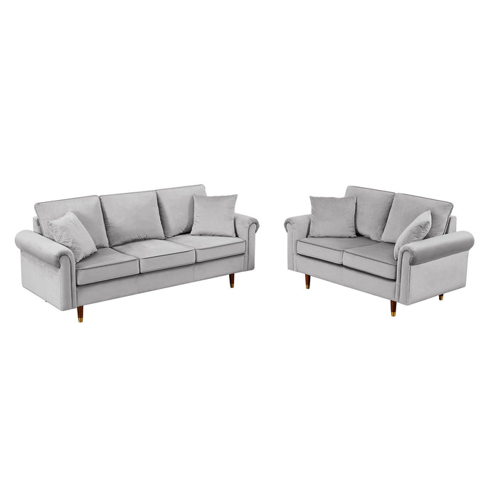 Modern Velvet Sofa Set  , 2 seater and 3 Seater Sofa With Wood Legs for Living Room  .