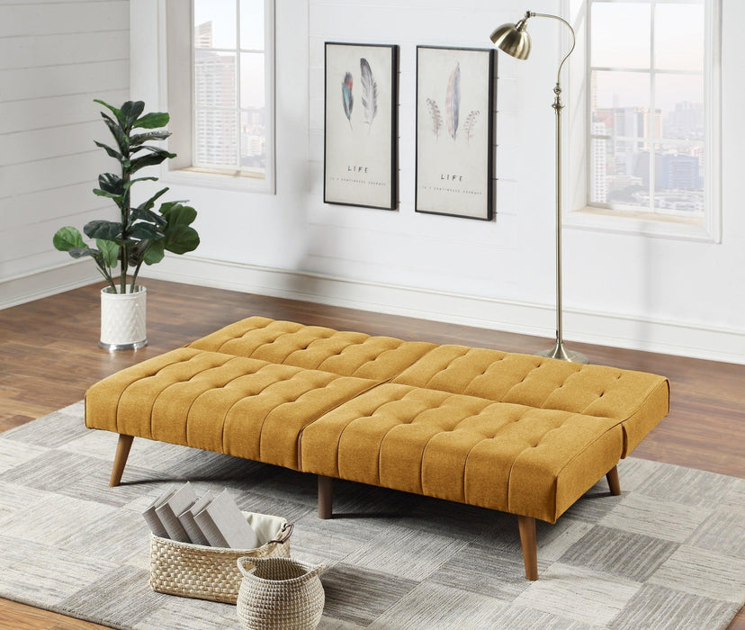 Mustard ColorModern Convertible Sofa 1pc Set Couch Polyfiber Plush Tufted Cushion Sofa Living Room Furniture Wooden Legs