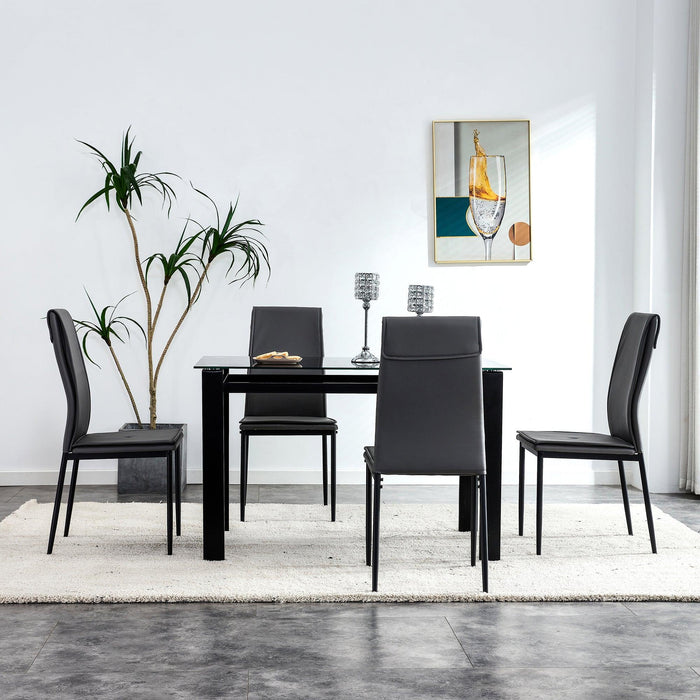 Dining chairs set of 4, Black Modern kitchen chair with metal leg