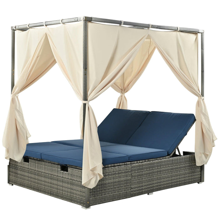 Adjustable Sun Bed With Curtain,High Comfort，With 3 Colors