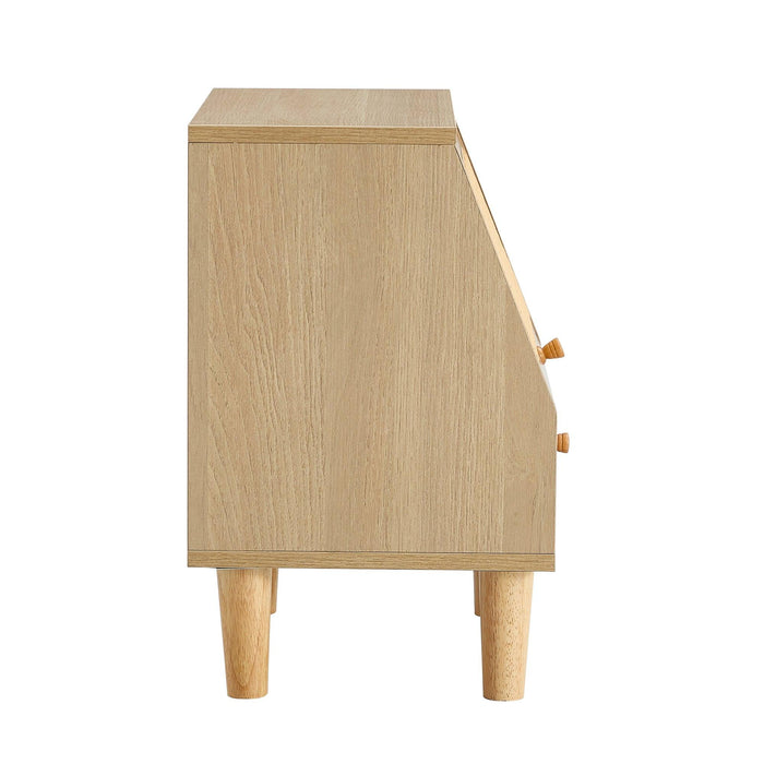 Modern simpleStorage cabinet MDF Board bedside cabinet Japanese rattan bedside cabinet Small household furniture bedside table.Applicable to dressing table in bedroom, porch, living room.2 Drawers