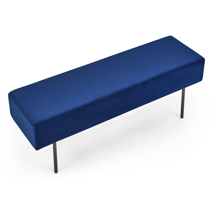 Contemporary Style Bedroom Velvet Upholstered Bench, Blue,( 45'' x13''x 17''）