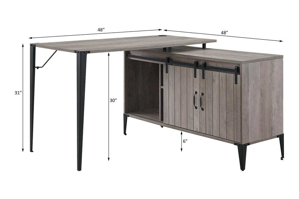 ACME Zakwani Writing Desk, Gray Oak & Black Finish OF00009