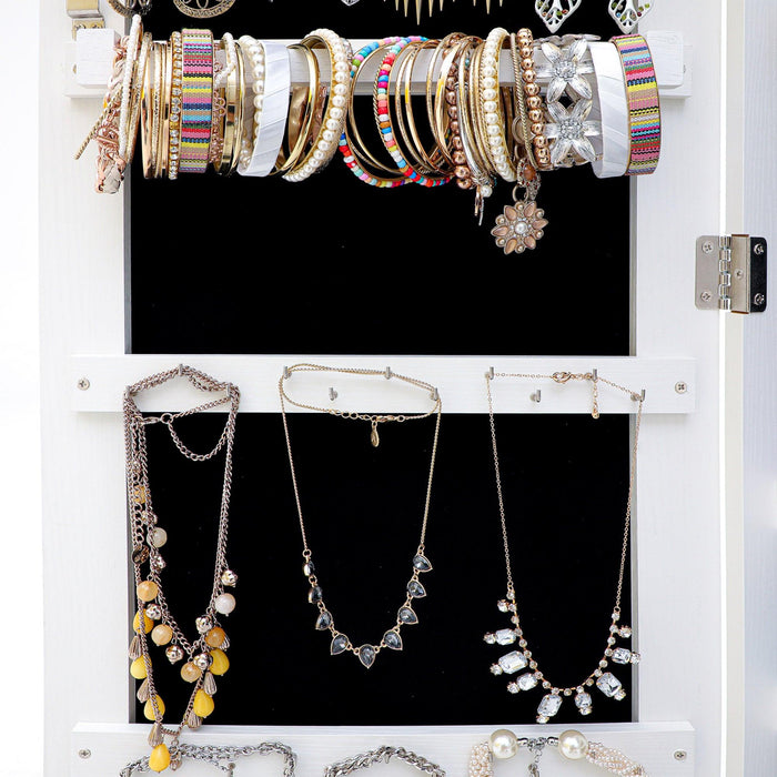 Fashion Simple JewelryStorage Mirror Cabinet With LED Lights Can Be Hung On The Door Or Wall