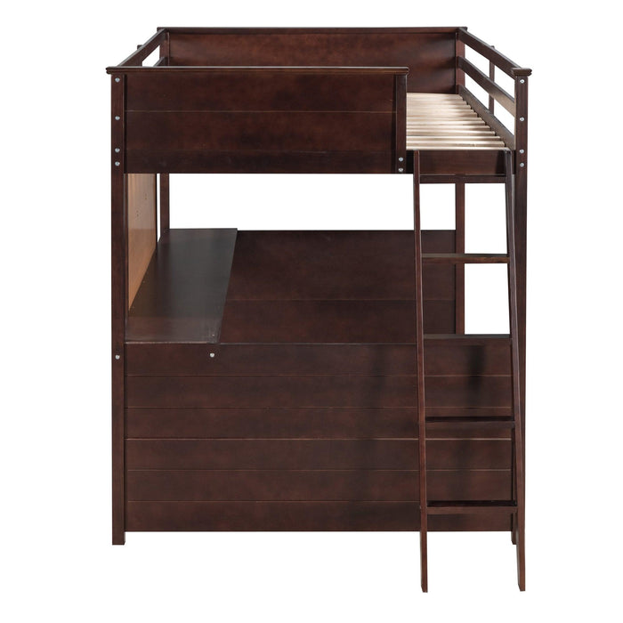 Full size Loft Bed with Desk and Writing Board, Wooden Loft Bed with Desk - Espresso