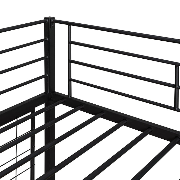 Twin Metal Loft Bed with Desk and Metal Grid,Black