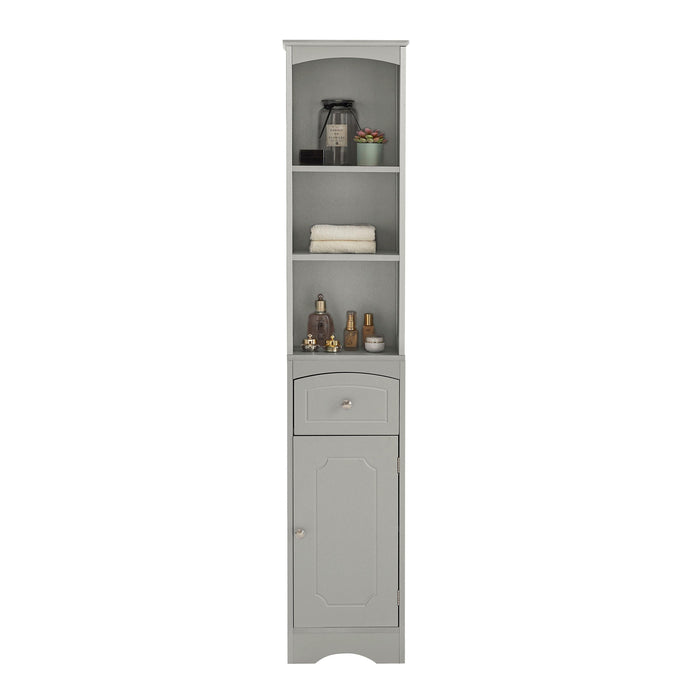 Tall Bathroom Cabinet, FreestandingStorage Cabinet with Drawer, MDF Board, Adjustable Shelf, Grey