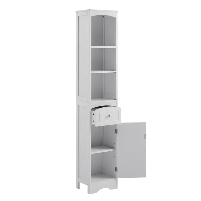 Tall Bathroom Cabinet, FreestandingStorage Cabinet with Drawer, MDF Board, Adjustable Shelf, White