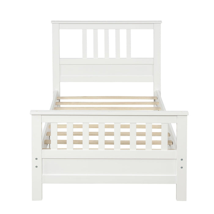 Wood Platform Bed with Headboard and Footboard, Twin (White)