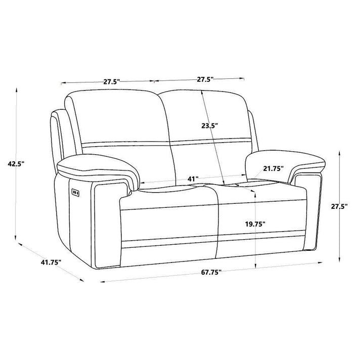 Timo Top Grain Leather Power Reclining Loveseat | Adjustable Headrest | Cross Stitching