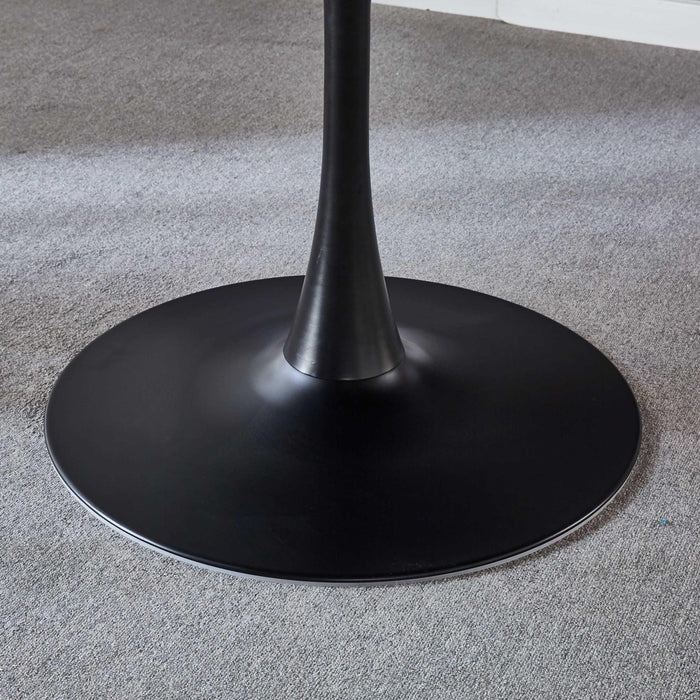 42.1"Black Tulip Table Mid-century Dining Table for 4-6 people With Round Mdf Table Top, Pedestal Dining Table, End Table Leisure Coffee Table