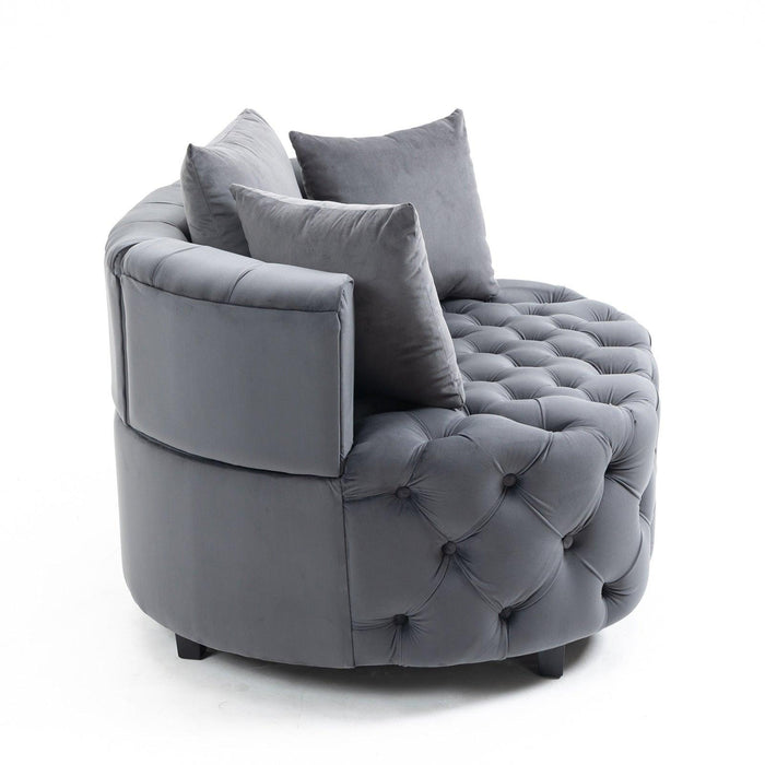 Accent Chair / Classical Barrel Chair for living room /Modern Leisure Chair (Grey)