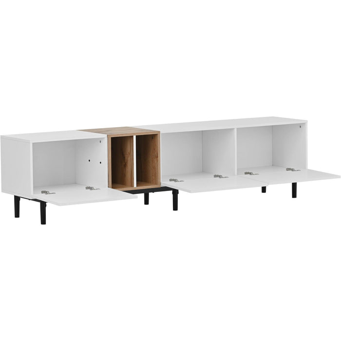 Modern TV Stand for 80’’ TV with 3 Doors, Media Console Table, Entertainment Center with LargeStorage Cabinet for Living Room, Bedroom