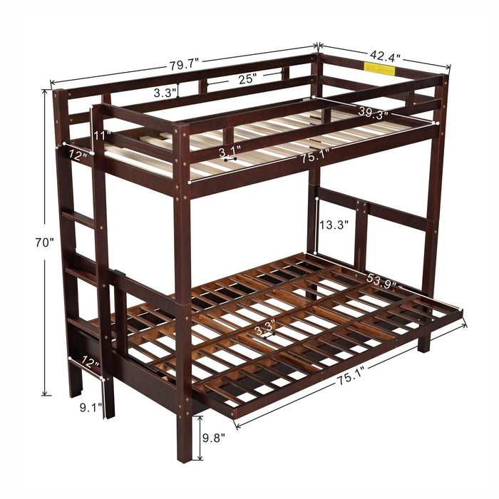 Twin over Full Convertible Bunk Bed - Espresso