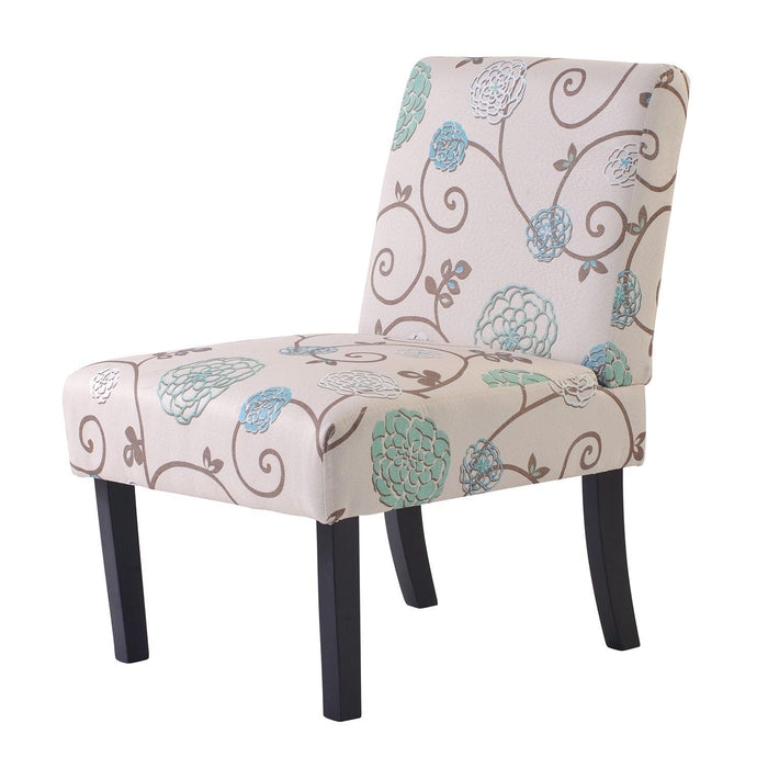 Upholstered Accent Armless Living Room Chair Set of 2 (Beige/Floral)