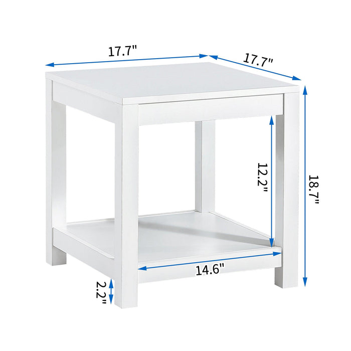 Simple white side table , 2-tier small space end table ,modern night stand, sofa table, side table withStorage shelve