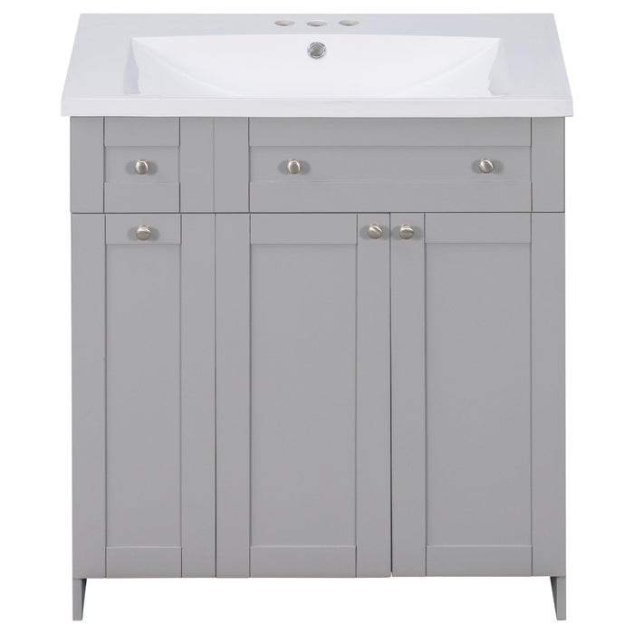 30" Bathroom vanity with Single Sink in grey,Combo Cabinet Undermount Sink,BathroomStorage Cabinet,Solid Wood Frame