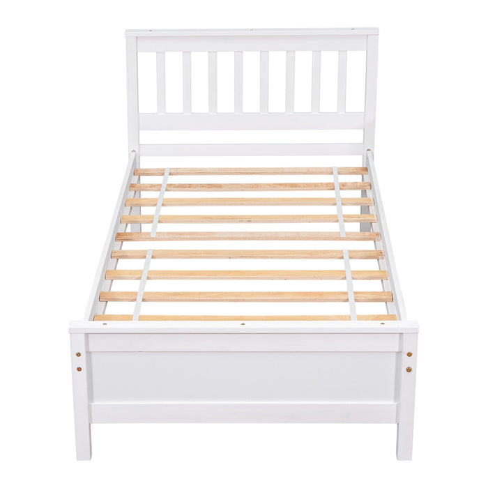 Twin Bed with Headboard and Footboard for Kids, Teens, Adults,with a Nightstand,Wite