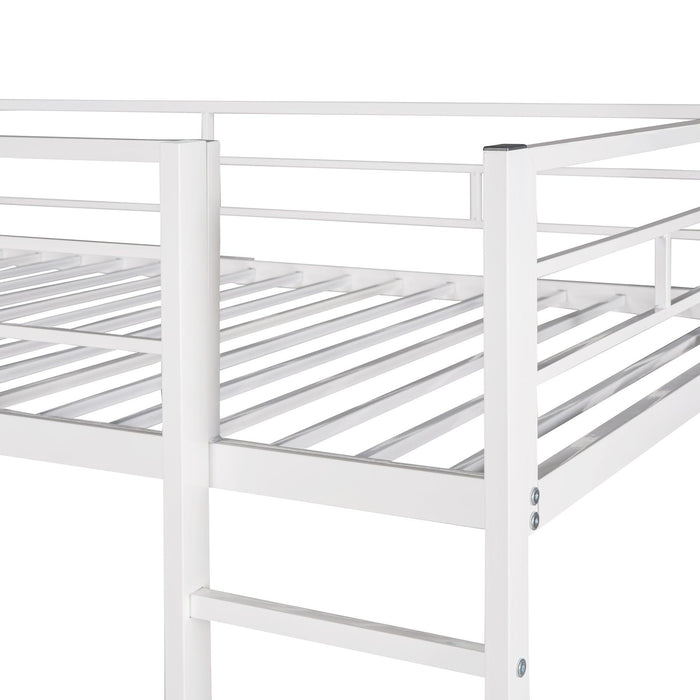 Twin Metal Loft Bed with 2 Shelves and one Desk ,WHITE