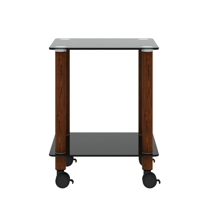 1-Piece Black + Walnut Side Table , 2-Tier Space End Table ,Modern Night Stand, Sofa table, Side Table withStorage Shelve