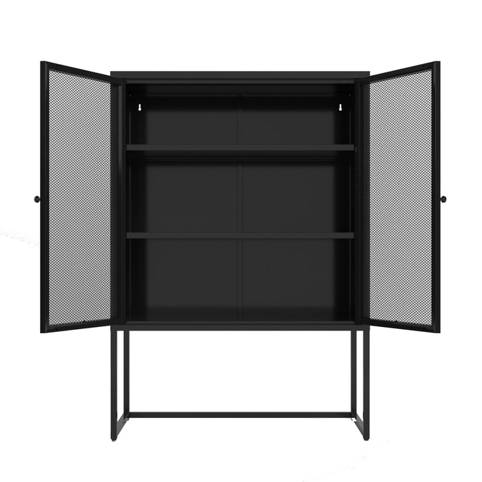 47.2 inches high MetalStorage Cabinet with 2 Mesh Doors, Suitable for Office, Dining Room and Living Room, Black