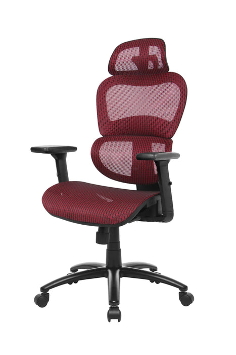 Ergonomic mesh chair with 3D arms in RED color