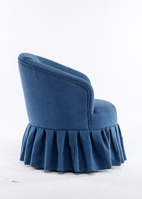 Linen Fabric Accent Swivel Chair Auditorium Chair With Pleated Skirt For Living Room Bedroom Auditorium,Blue