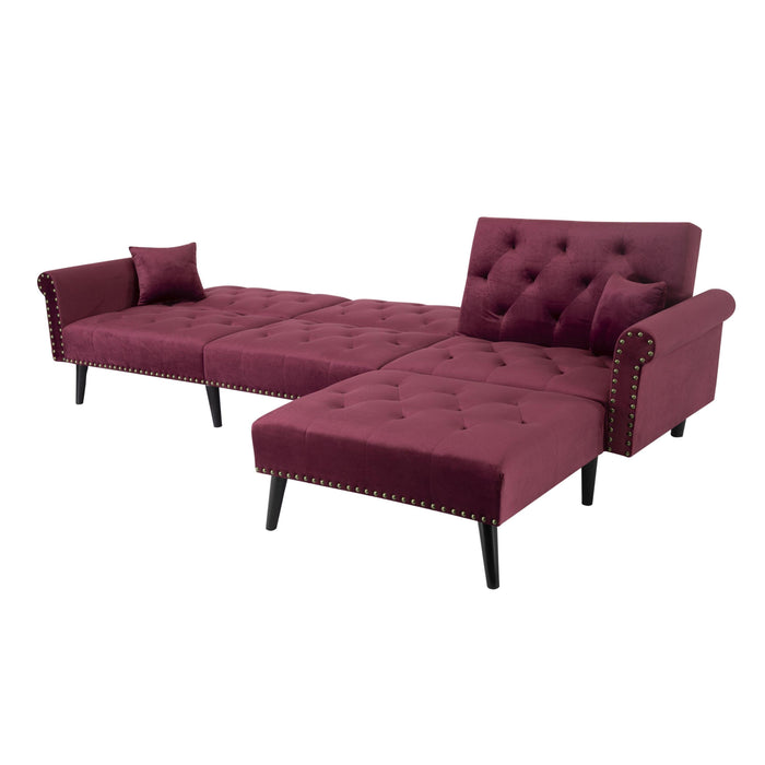 Convertible Sofa bed sleeper red velvet(W223S00006、W223S00458、W223S00712、W223S00873。Size difference, See Details in page.)