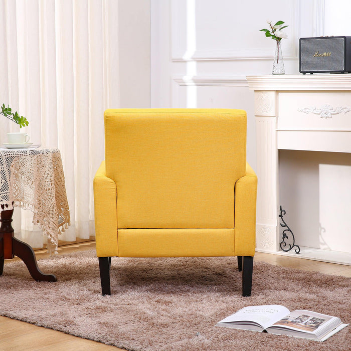 Fabric Accent Chair for Living Room, Bedroom Button Tufted Upholstered Comfy Reading Accent Chairs Sofa (Yellow)