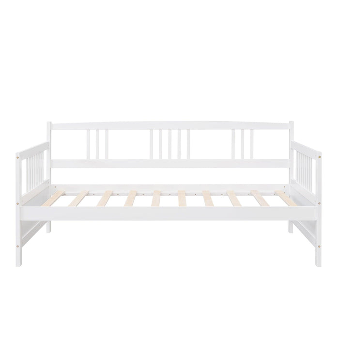 Twin Size Daybed Wood Bed with Twin Size Trundle,White