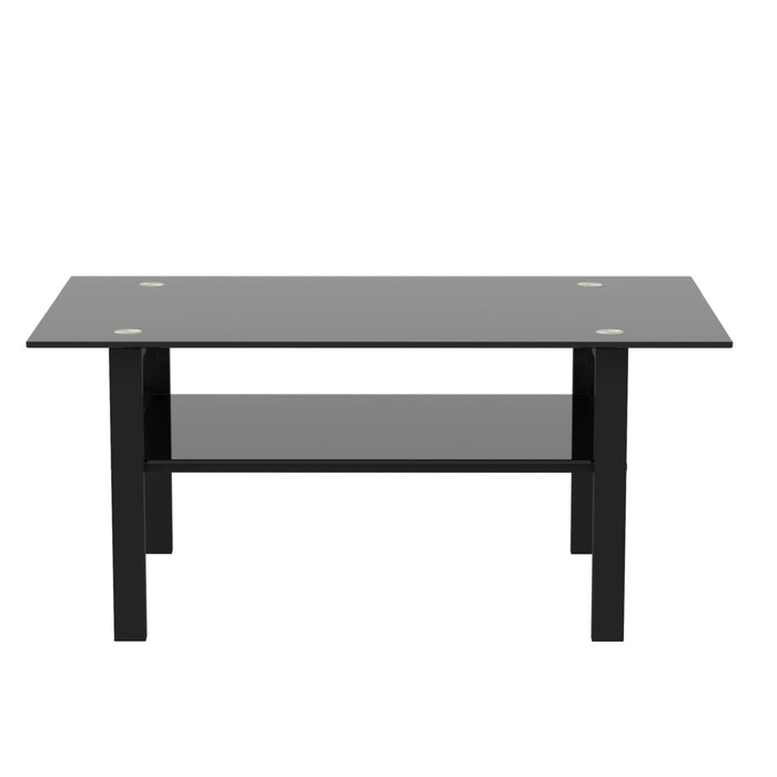 Black glass coffee table,Modern and simple, black living room coffee table, side table