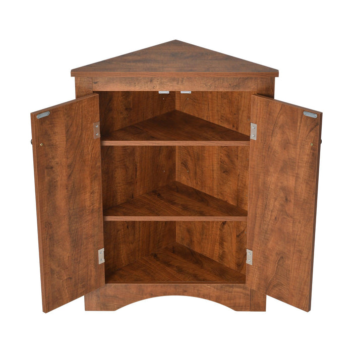 Brown Triangle BathroomStorage Cabinet with Adjustable Shelves, Freestanding Floor Cabinet for Home Kitchen