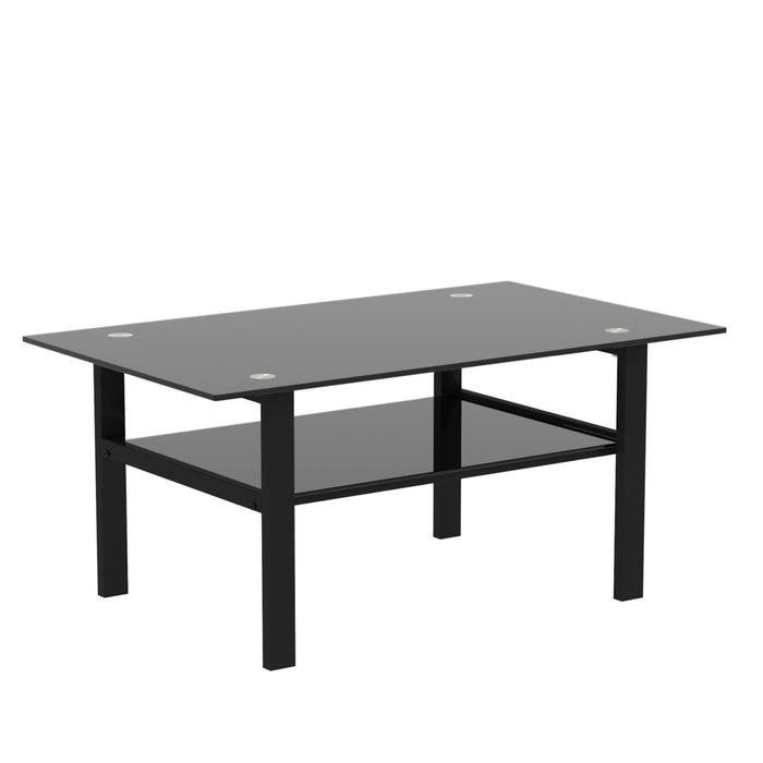 Black glass coffee table,Modern and simple, black living room coffee table, side table