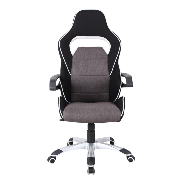 Techni Mobili Ergonomic Upholstered Racing Style Home & Office Chair, Grey/Black