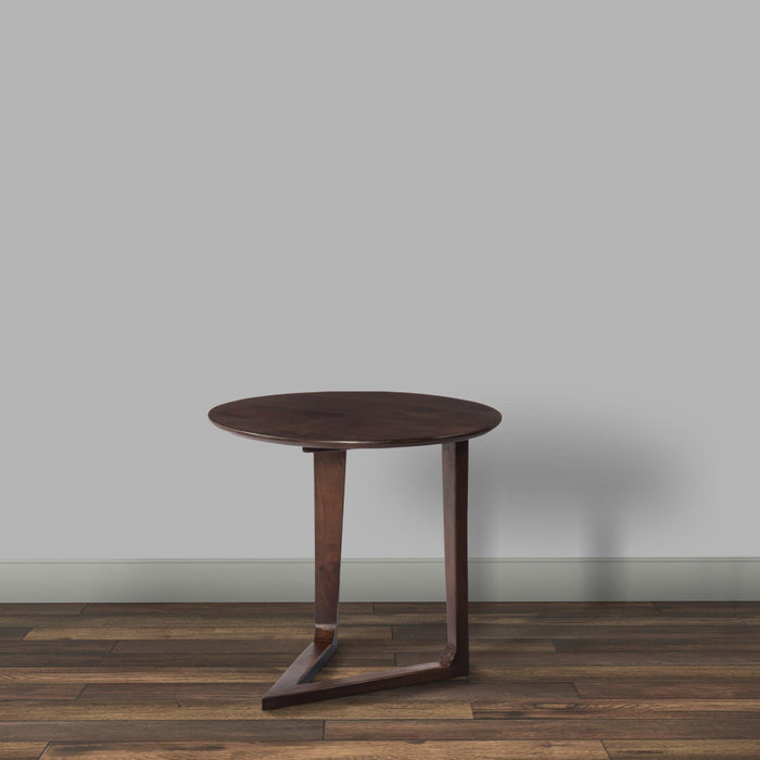 ManWood Round Side Table with  and Cantilever Base, Brown