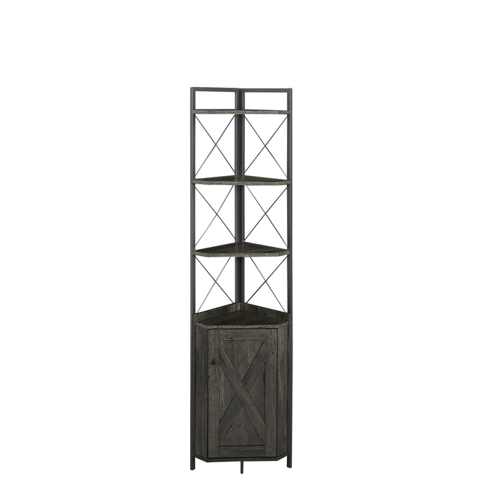 Corner Shelf 5-Tier withStorage，Corner cabinet Bookshelf StandStorage Rack(Dark Grey)