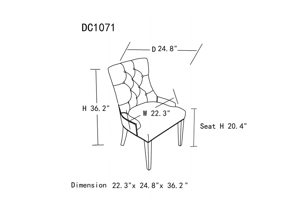 Dinng Chair Livingroom Chair with Bronze Nailhead（2 pcs set）