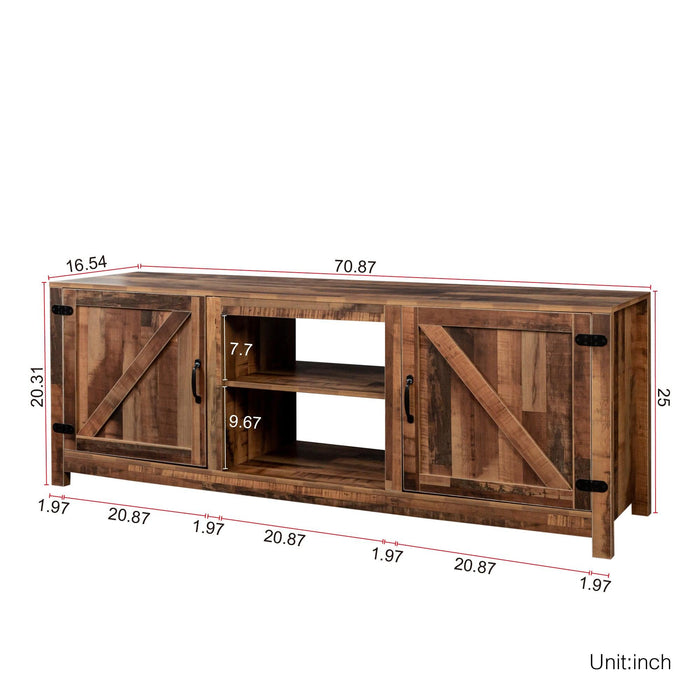 Farmhouse TV Stand,  Wood Entertainment Center Media Console withStorage