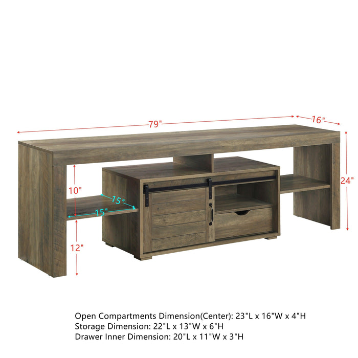 ACME Wasim TV Stand, Rustic Oak Finish LV01102