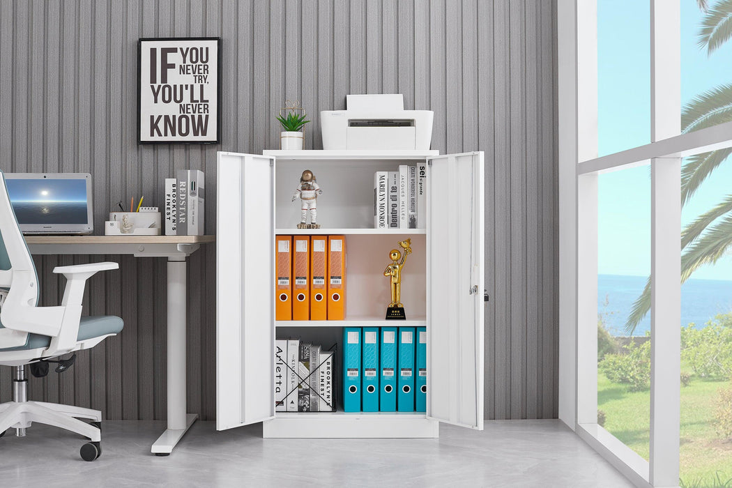 MetalStorage Cabinet with Locking Doors and Adjustable Shelf, Folding FilingStorage Cabinet , FoldingStorage Locker Cabinet for Home Office,School,Garage, White