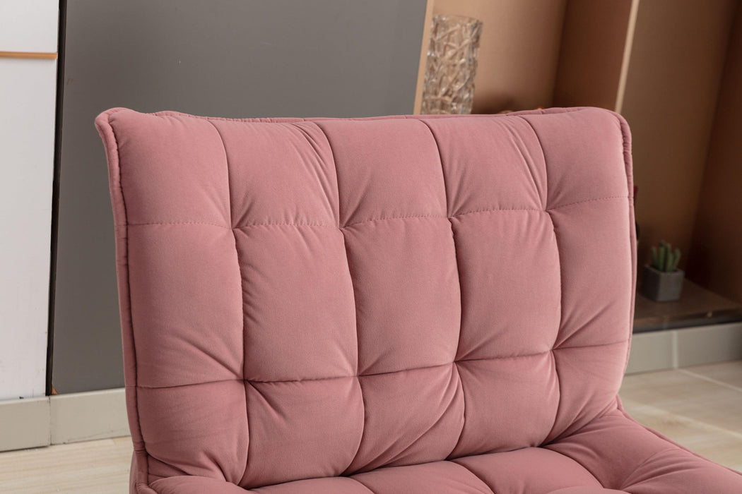 Modern Soft Velvet Fabric Material Large Width Accent Chair Leisure Chair Armchair TV Chair Bedroom Chair With Ottoman Black Legs For Indoor Home And Living Room,Pink